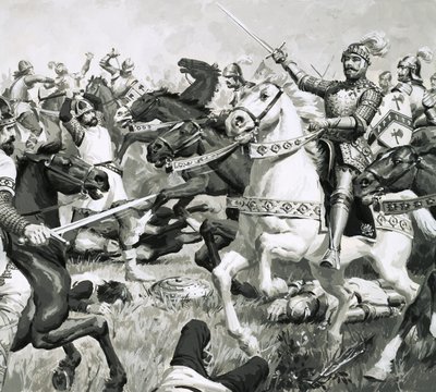 King Arthur Led the Britons to Overwhelming Victory Against the Saxons by English School